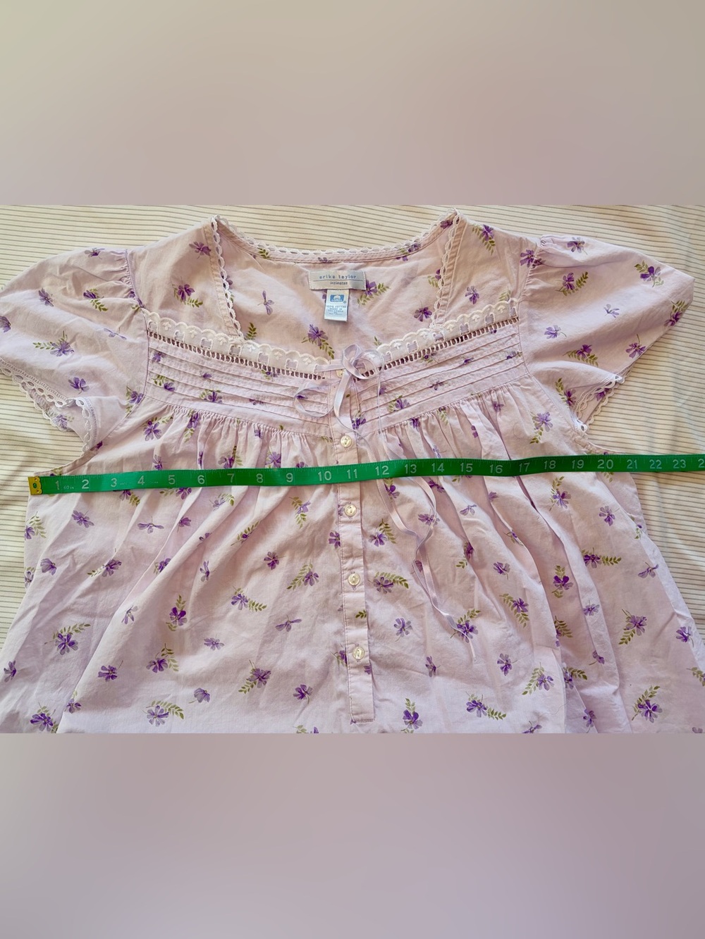 Vintage Lavender Floral Dress Lace Trim Cottagecore Maxi Cotton - Picture 8 of 13